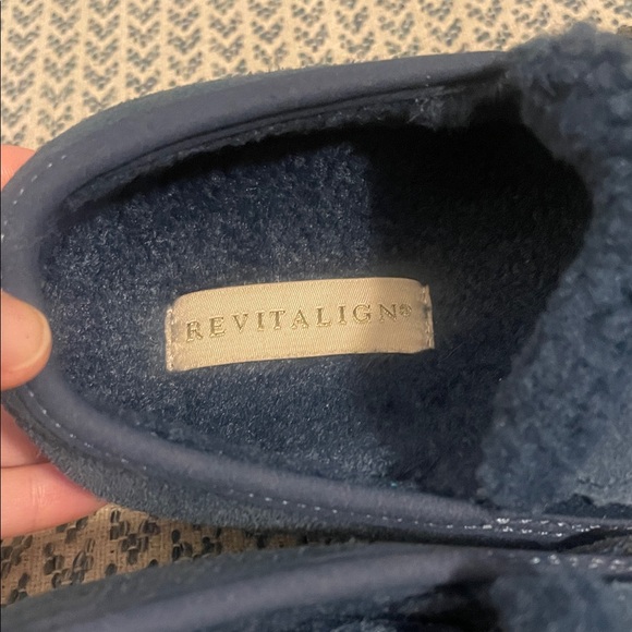 REVITALIGN Dark Blue Suede Loafers with Chocolate Sole - Picture 2 of 4